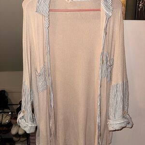 Lovely Melody Cream and Blue Striped Cardigan